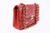 Vintage Chanel red flap handbag