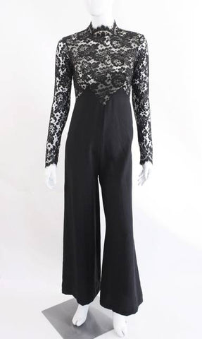 Vintage Late 60's Black Lace Jumpsuit