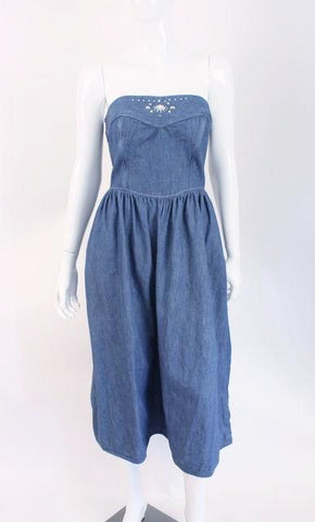 Vintage 80's OSCAR DE LA RENTA Denim Dress