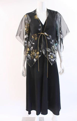 Vintage 70's Maxi Dress w/Hand Painted Jacket