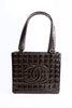 Vintage Chanel Chocolate Bar Patent Leather Tote Bag