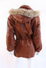 Vintage Leather Coat with Fur Trim