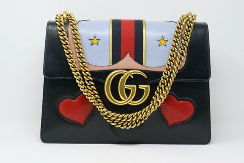 GUCCI Web Heart Marmont Chain Handbag