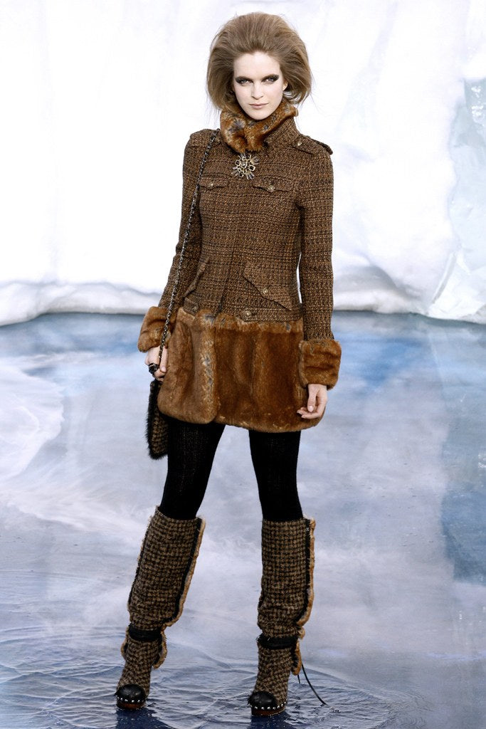 New 2010 CHANEL Fur & Tweed Platform Boots at Rice and Beans Vintage