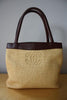 CHANEL Natural Woven Straw & Brown Leather Tote with Quilted CC