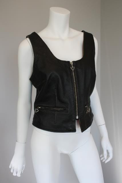 Vintage 80's/90's HARLEY DAVIDSON Black Leather Vest Jacket with Great Details
