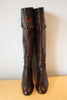 Rare Vintage 60's GUCCI Brown Knee High Boots with Fringed Tops, Size 39