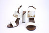 GUCCI White Patent Leather Horsebit Sandal Heels