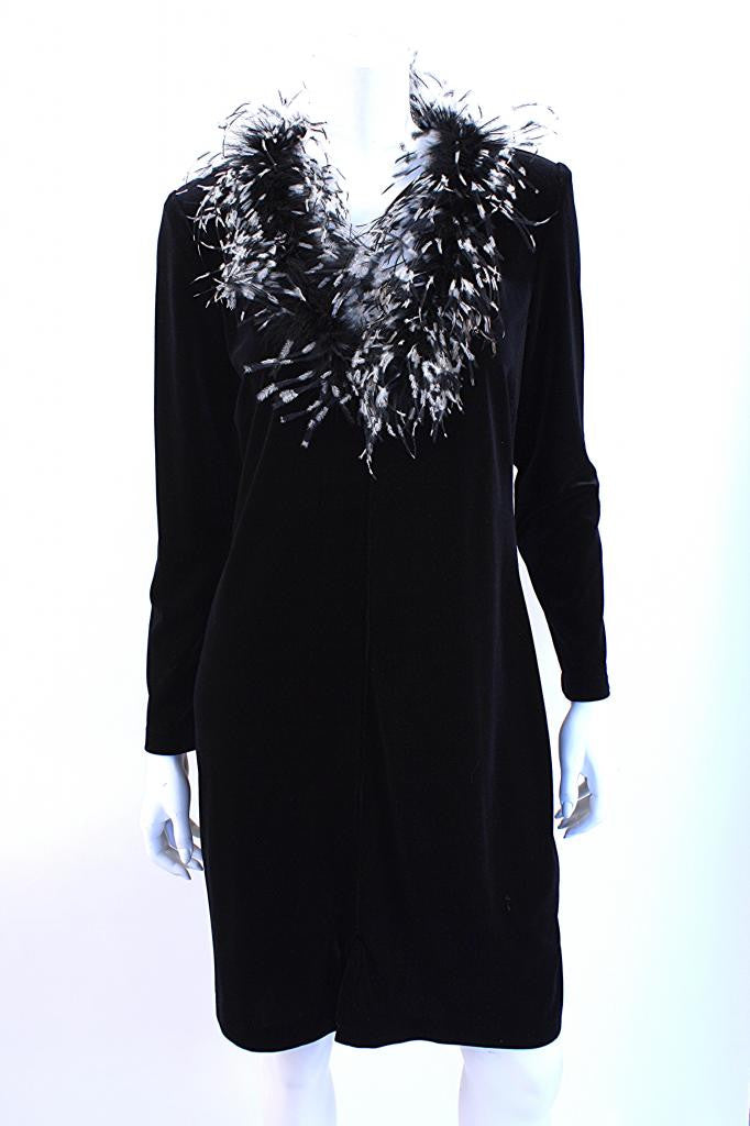 Vintage Velvet Dress Ostrich Feathers