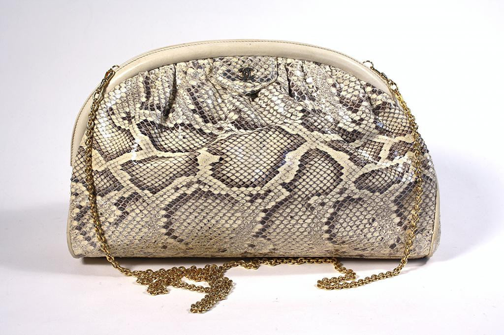 Gorgeous Chanel-Style Early 2000's Yellow Gray PYTHON Skin