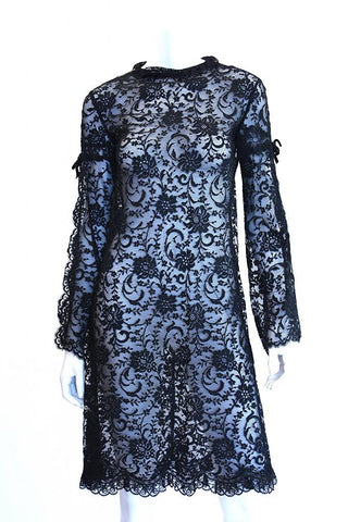 1960s Black Sheer Lace Dress