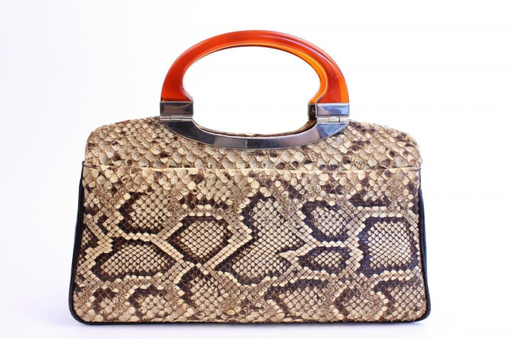Vintage 60's Python & Lucite Handbag 