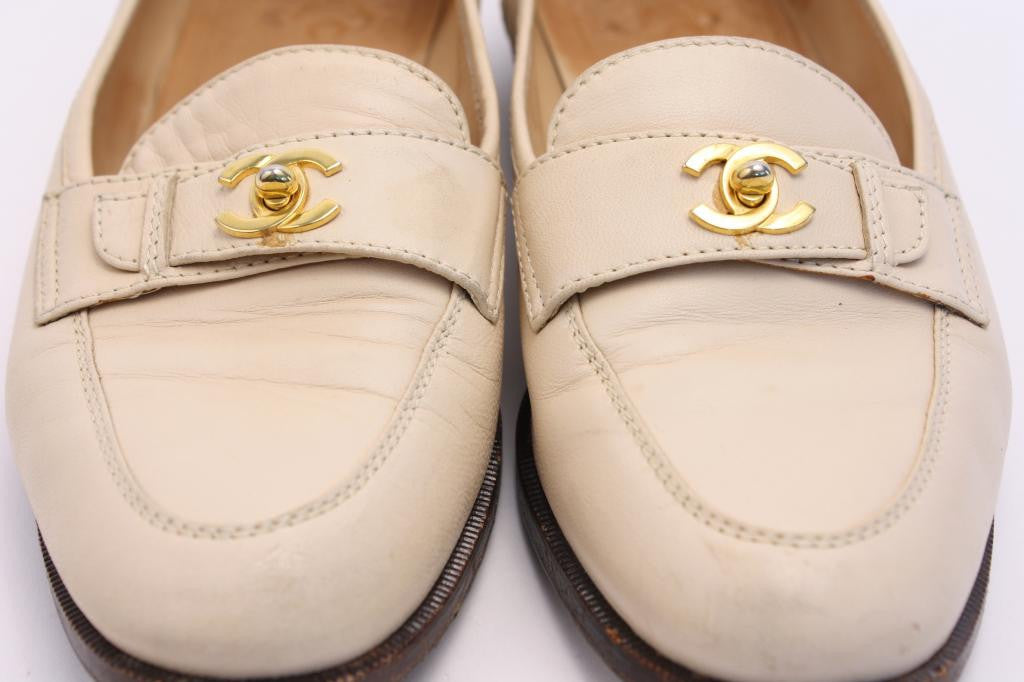 Chanel Penny Loafers in Beige - Buy Vintage Chanel Flats
