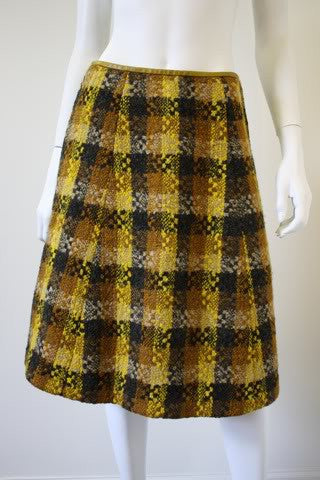 Vintage BONNIE CASHIN Plaid Boucle Skirt