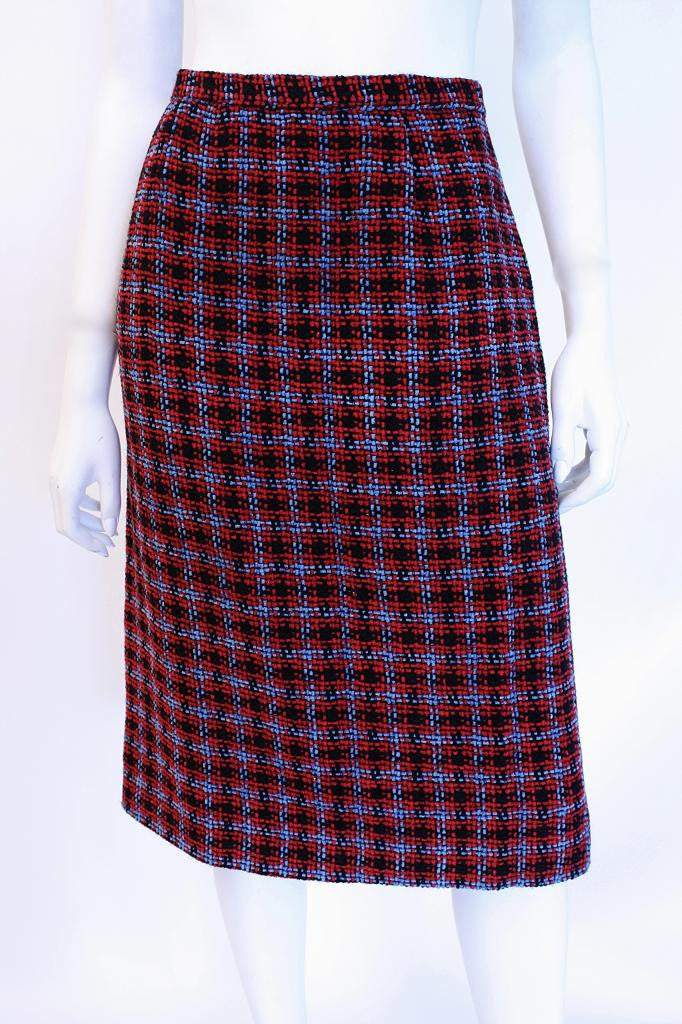 Vintage CHANEL Plaid Chenille Skirt