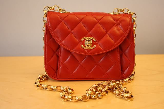 Chanel Red Quilted Caviar Leather Square Mini Classic Flap SHW 1cc0224
