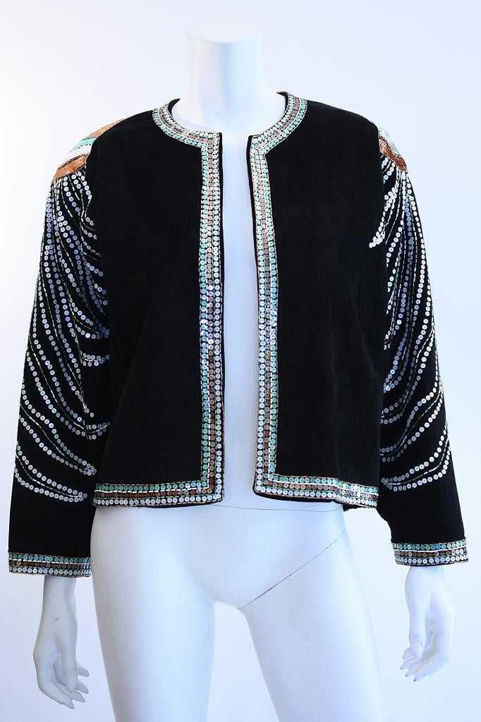 Vintage 70's SAMUEL ROBERT Suede & Sequin Jacket