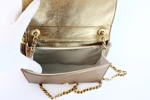 Vintage CHANEL Bronze Flap Bag at Rice and Beans Vintage