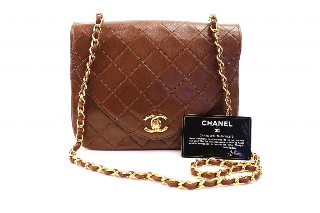 Vintage CHANEL Brown Quilted Lambskin Flap Handbag at Rice and Beans Vintage
