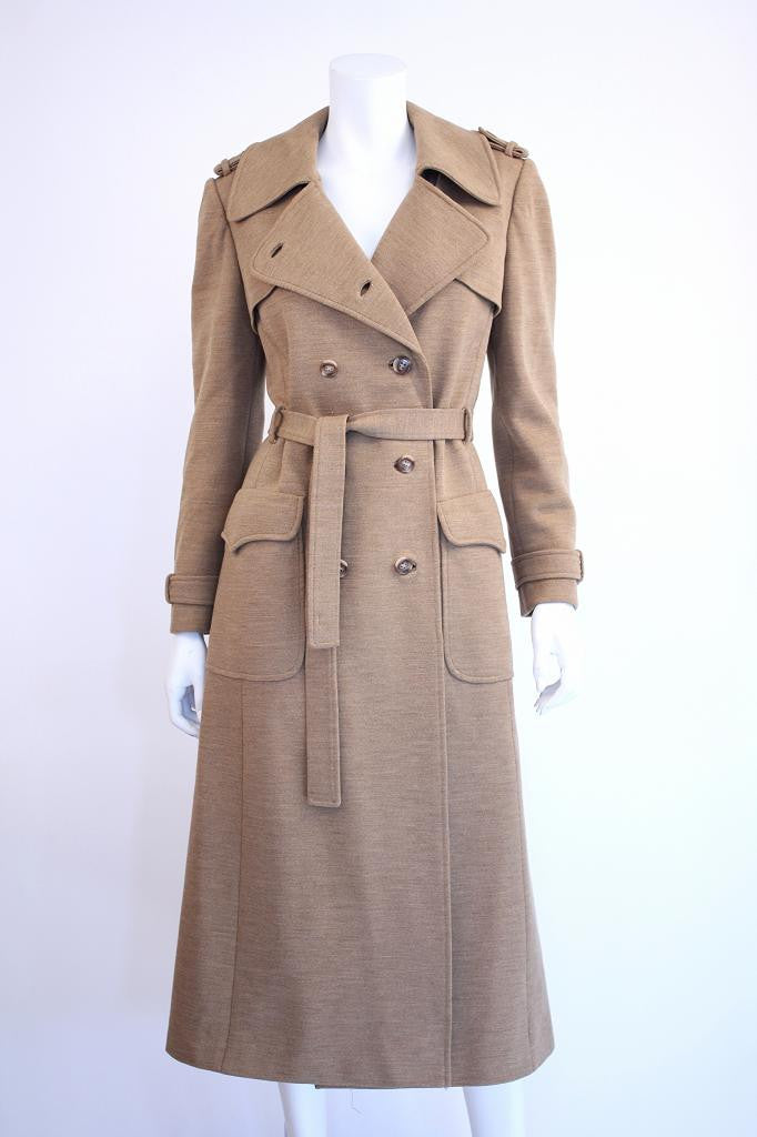 Vintage 70's CALVIN KLEIN Wool Jersey Trench Coat