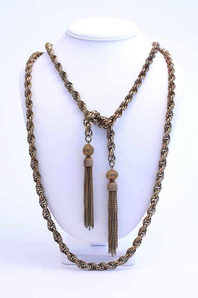Vintage Metal Chain Necklace with Tassels