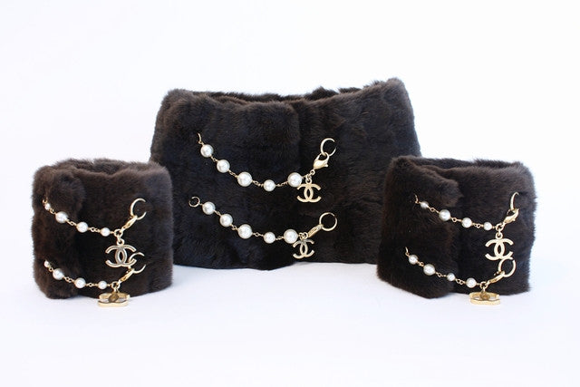 Vintage CHANEL Fur & Pearl Cuff Bracelets & Collar