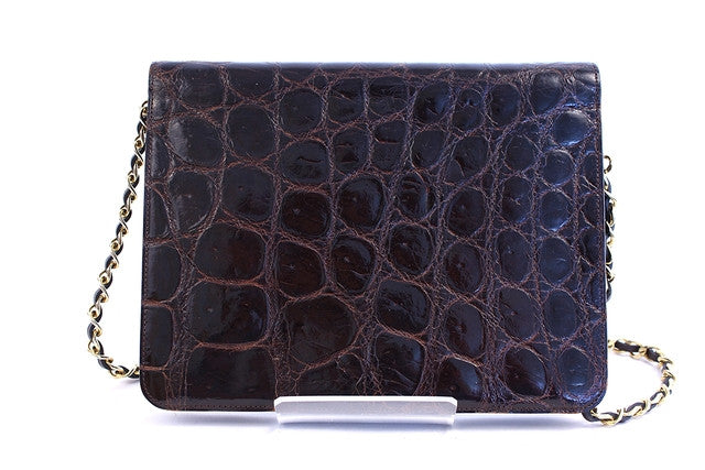 Chanel Classic Double Flap Bag Crocodile Embossed Metallic