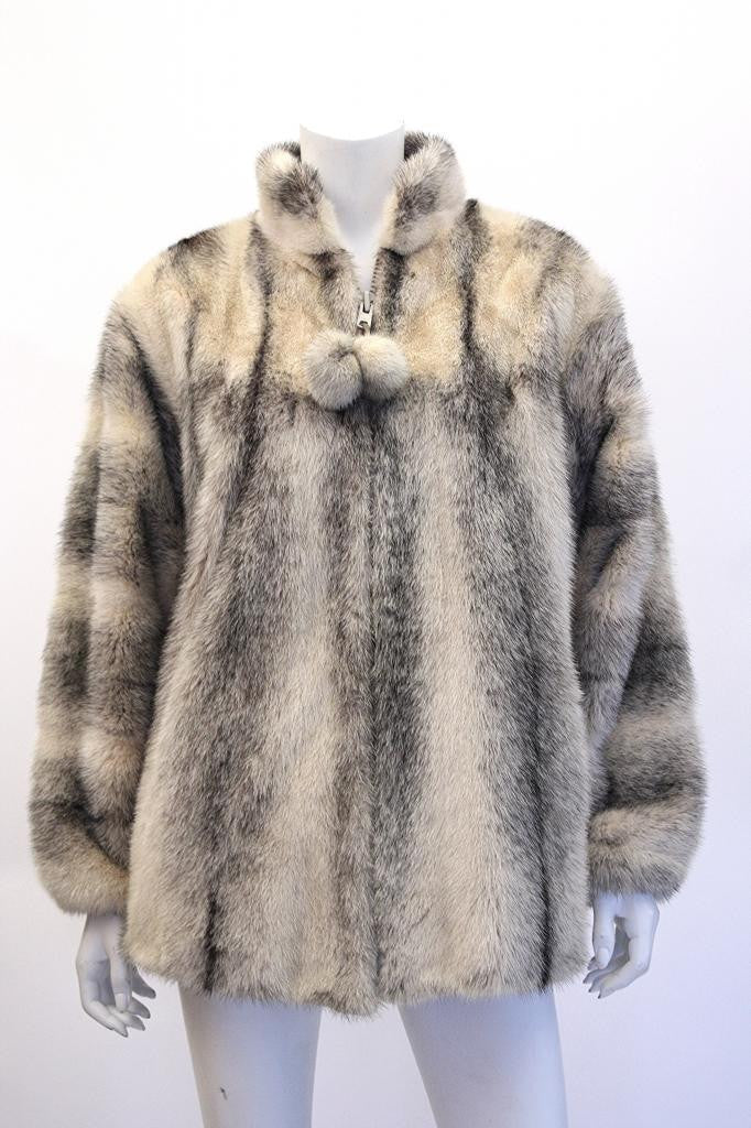 Vintage Mink Fur Jacket w/Pom Poms