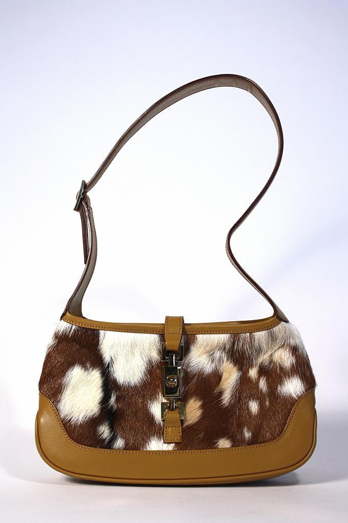 GUCCI Fur & Leather Handbag