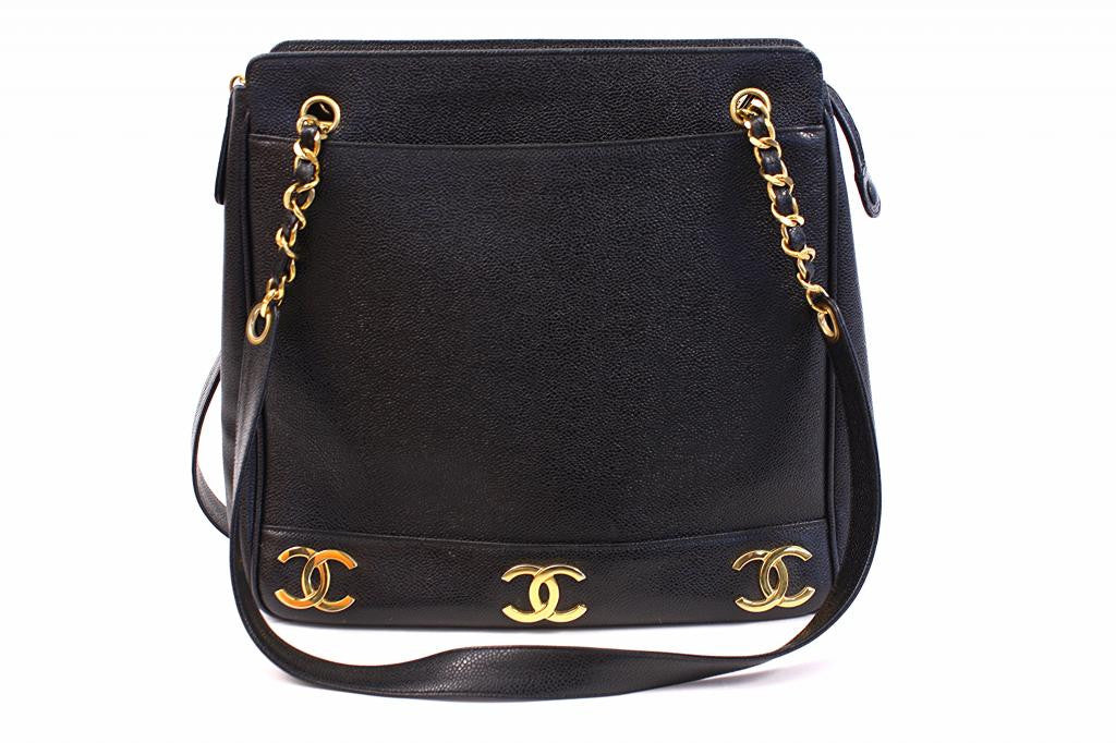 Rare Vintage Chanel Caviar Tote Handbag 