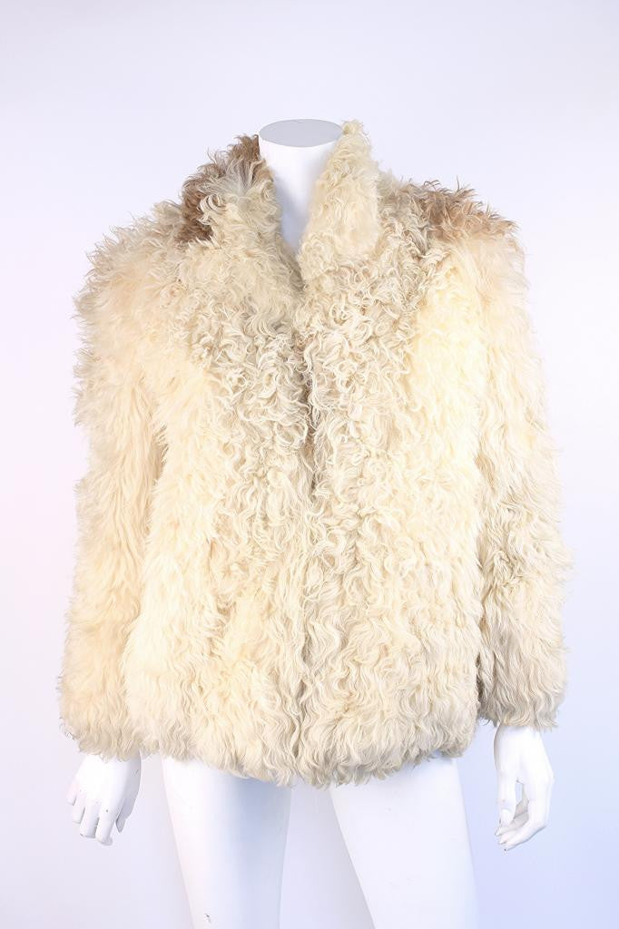 Vintage 70's Textured Shearling Fur Coat