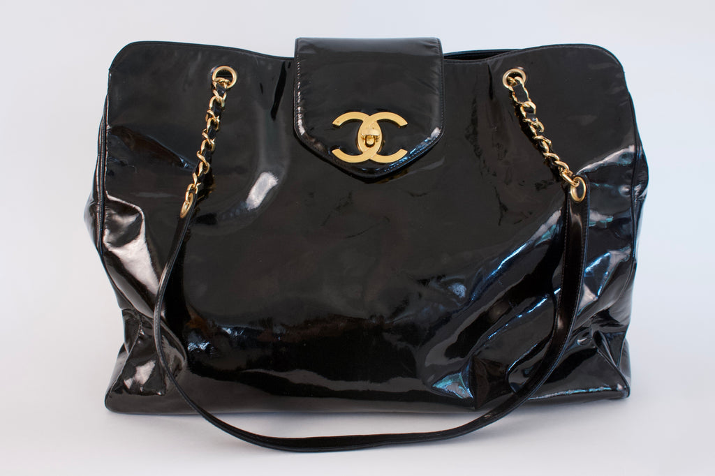 Vintage CHANEL Patent Leather Supermodel Tote Bag