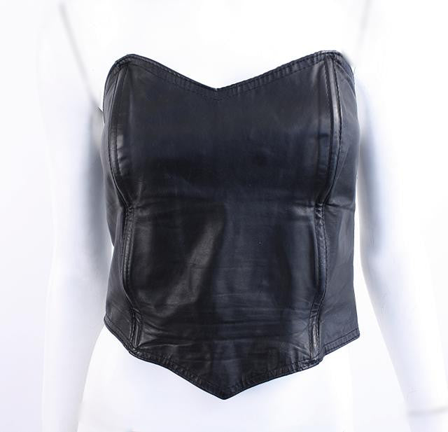 Vintage 80's Leather Bustier at Rice and Beans Vintage