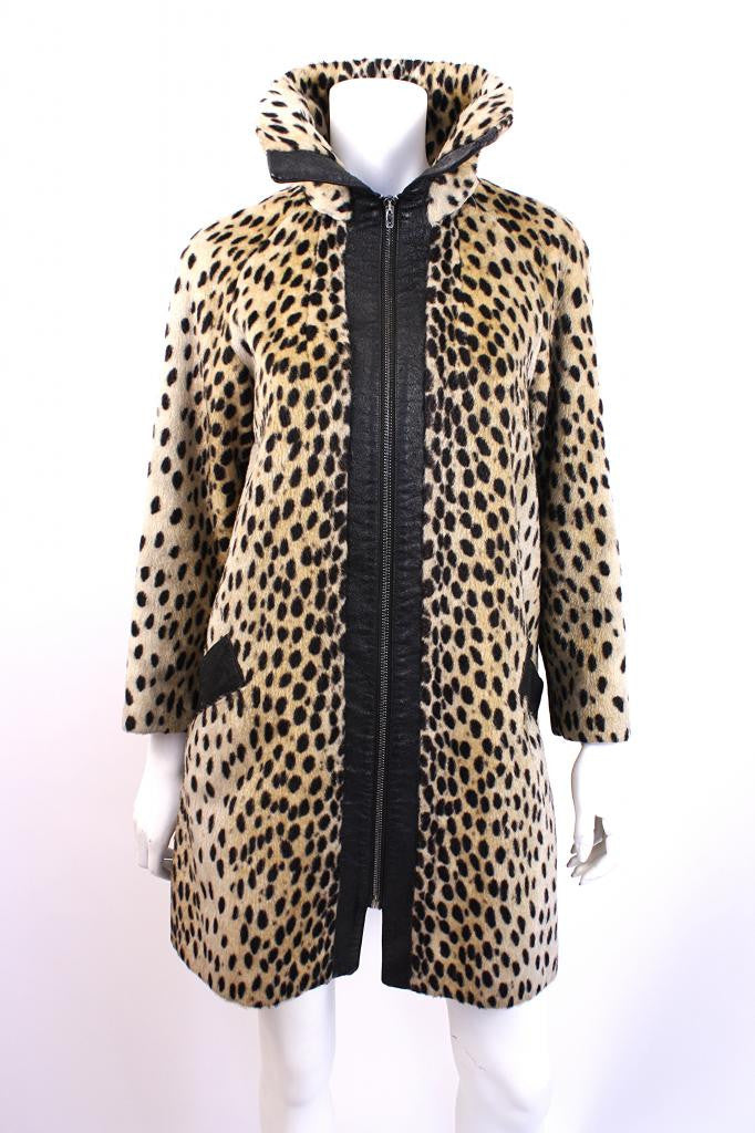 Vintage 60's Safari Faux Leopard Fur Coat 