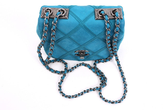 CHANEL, Bags, Rare Chanel Turquoise Blue Mini Flap Bag Gold Hardware