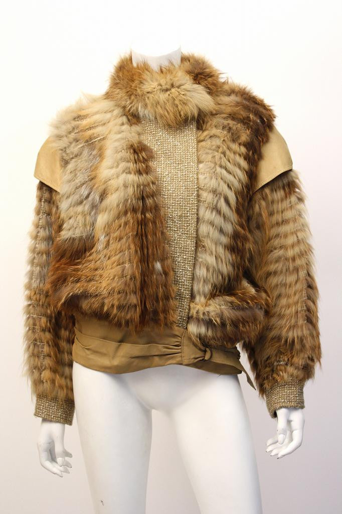 Vintage 80's MARILYN BLUMER Red Fox Fur & Leather Coat
