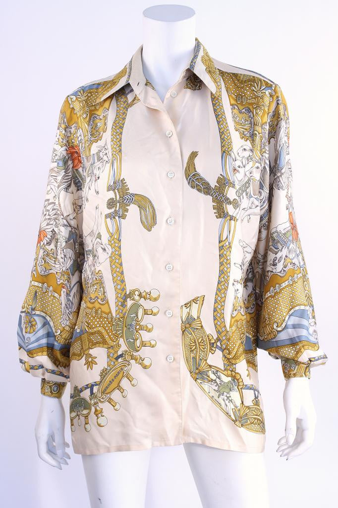Vintage HERMES Silk Scarf Blouse at Rice and Beans Vintage