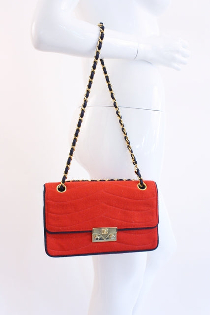 Couture Vintage CHANEL Red Flap Bag at Rice and Beans Vintage