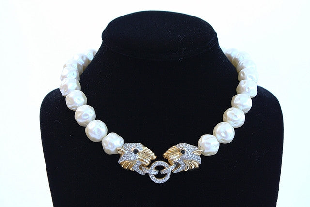 Vintage Panther & Pearl Necklace