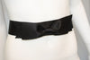 95A CHANEL Black Satin & Leather Belt with Bow