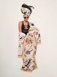 1994 Spring/Summer Chanel Iconic Print Terrycloth Beach Wrap/Robe