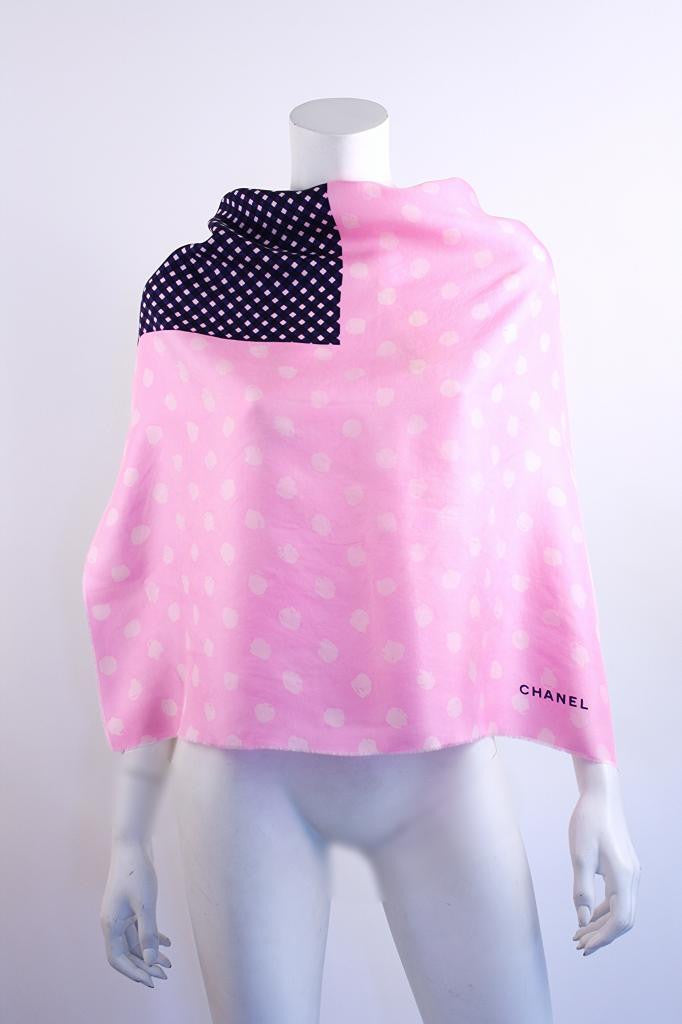 Vintage CHANEL Silk Polka Dot Scarf at Rice and Beans Vintage