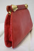 Vintage JUDITH LEIBER Red Lizard Convertible Clutch to Shoulder Bag with Gold & Genuine Carnelian Accents
