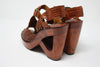 Deadstock Vintage 70's Leather & Wood Platform Shoes