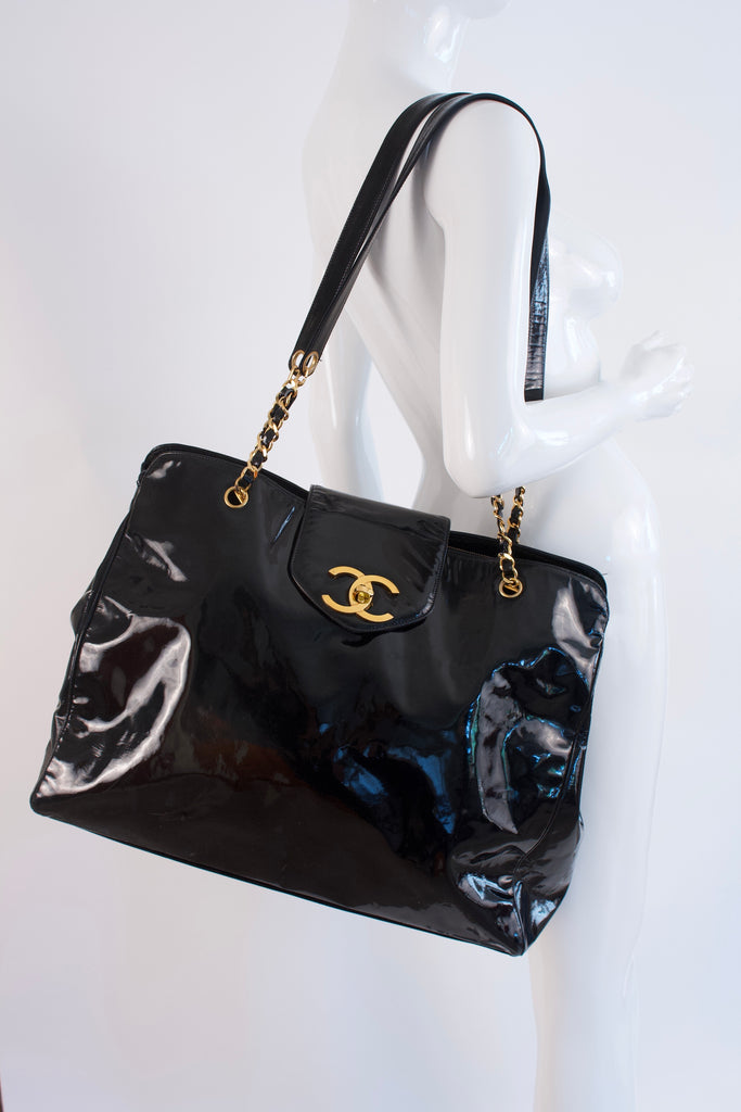 Vintage CHANEL Patent Leather Supermodel Bag at Rice and Beans Vintage