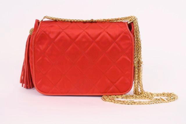 Rare Vintage CHANEL Red Quilted Bag Rhinestones at Rice and Beans