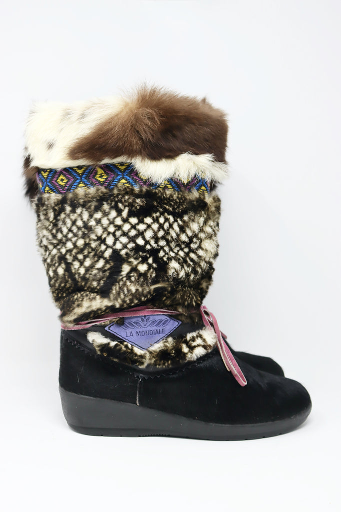 Vintage 80's LA MONDIALE Fur Apres Ski Boots