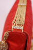 Vintage Chanel Red satin flap bag rhinestones
