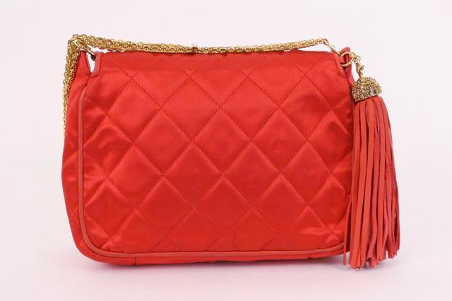 Rare Vintage CHANEL Red Quilted Bag Rhinestones at Rice and Beans Vintage