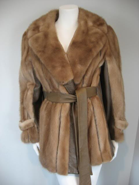 Vintage 60's Autumn Haze Mink Fur and Leather Wrap Coat